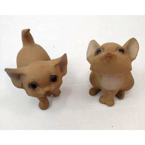 Vtg Pair of Kittens Figurines Cats Realistic Felt Bottom Cute Standing Sitting